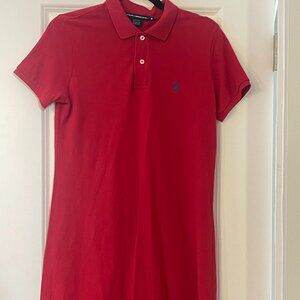 Ralph Lauren Cotton Mesh Polo Dress: Red Size Medium